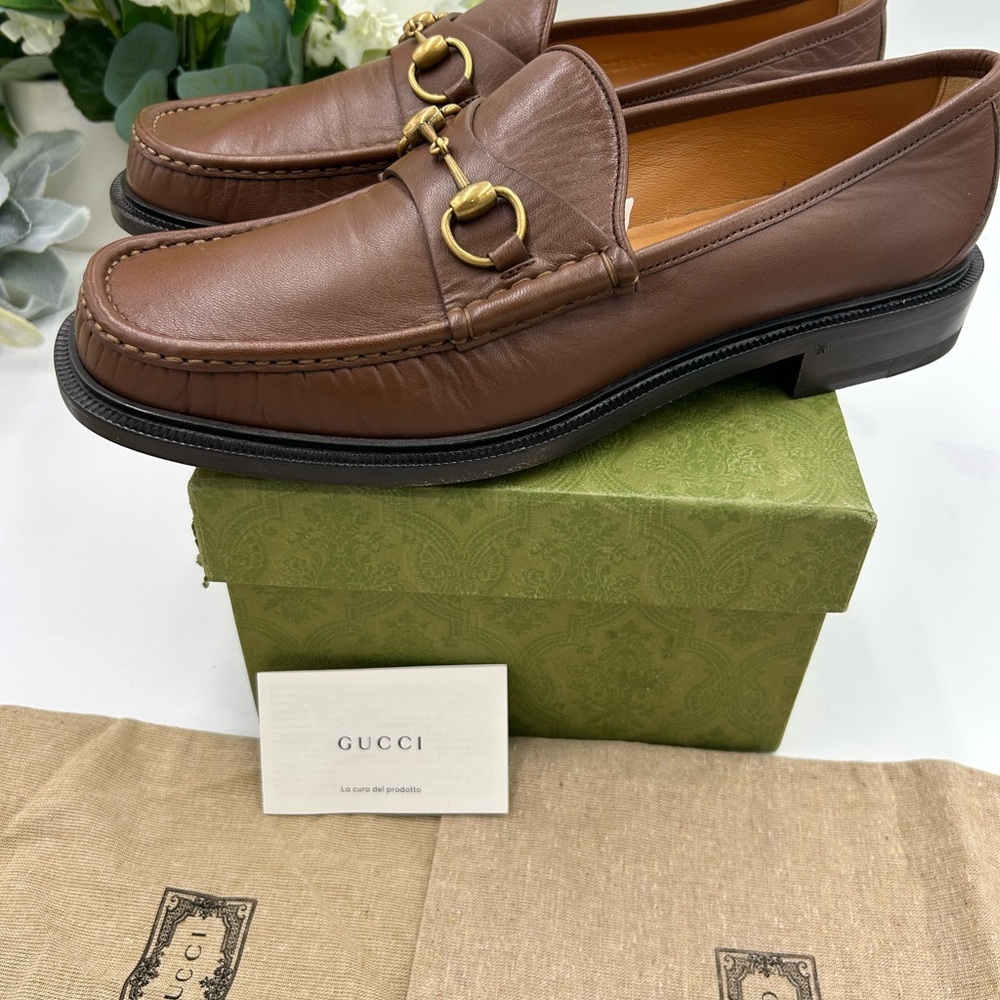 Men's Gucci 1953 Leather horse bit loafers size 11.5 fits 12.5 US made in Italy - Picture 4 of 11